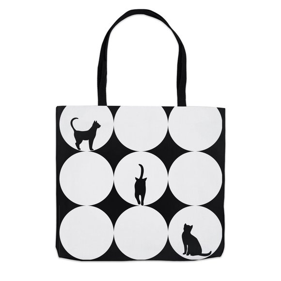 Mod Kitty Tote Bag, Cat Tote Bag, Black Cat Tote Bag, Cat Mom Tote, 13" x 13" - Picture 1 of 1